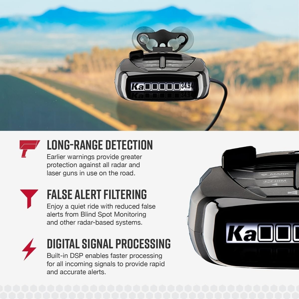 Radar Detector with Long-Range Detection - Black